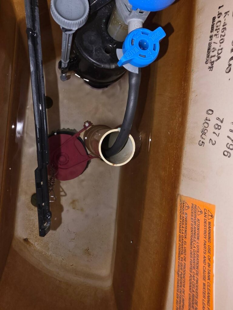 New fill valve and flapper installed during a toilet tank rebuild in Bellaire TX 77401